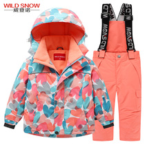 Childrens ski suit for skiing skiing equipment for girls boys single board outdoor plus thick waterproof skiing skiing