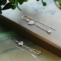 Lock 999 Pure Silver Earline Woman 2022 New Tide Foot Silver Earrings Long current Sueardrop Temperament 2021 Ear Accessories