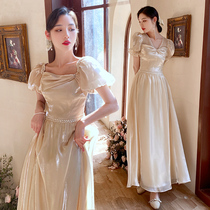 Wedding bridesmaid dress 2021 new summer fairy temperament champagne sister dress bridesmaid Group evening dress usually wear