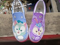No. 2 Xiaoan hand-painted (Tony Lulu lying in front of the window peeking at you) cute cartoon head portrait to canvas shoes