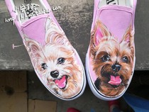 No. 50 Xiaoan hand-painted pet dog head Yorkshire picture private custom gift commemorative canvas shoes