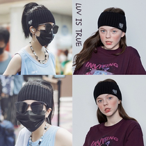 Spot Nai ten thousand Identical LUV IS TRUE Korean designer Brand Alphabetical Movement Elastic Wide Side Beam Hair