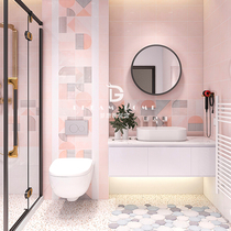 ins net red bathroom Macaron tile 200x600 Nordic style bathroom kitchen toilet pink lattice wall tile