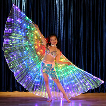 Dancer belly dance glowing wings Cape childrens show show fluorescent butterfly rainbow LED dance wings