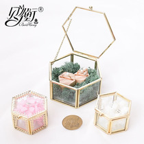 Wedding ring box ring box transparent jewelry box gold jewelry box glass storage box retro marriage proposal ring box