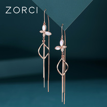 Butterfly Earline Pure Silver Earrings Woman Round Face slim 2021 New wave Woman Taste Ear with Temperament Flues