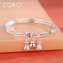 Fu bag 9999 sterling silver bracelet female three life three foot silver bracelet heavy industry young model 2021 New