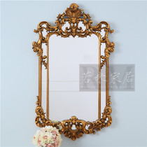 124x75 European and American French gold foil carving fireplace mirror luxury bathroom mirror porch hanging mirror decorative mirror Baroque