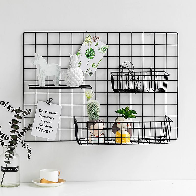 Mesh Photo Wall Decoration Ins Tieyi Room Wall Supermarket Store Home Placement Shelf Hanging Basket Tray