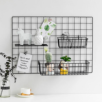 Grid photo wall decoration ins wrought iron room wall supermarket shop home shelf hanging basket tray