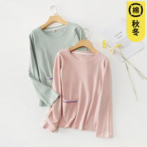 Pajama tops single piece womens winter t-shirt long sleeves home wear pure cotton spring and autumn thick loose plus size cotton home clothes
