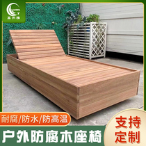 Custom square community Outdoor creative recliner Park chair Anti-corrosion solid wood bench stool waiting leisure seat
