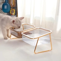 C-Queen ins minimalist glass bowls water bowls food bowls easy to wash single double cat bowls pet supplies Cervical Spine Bowl