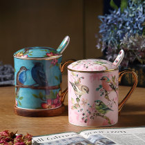 Meidao mug Bone China cup Coffee cup Creative couple cup Breakfast cup Household mens and womens water cup with lid spoon