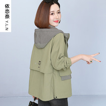 Womens short coat spring and autumn Joker cotton 2021 New Small size womens coat temperament pop trench coat
