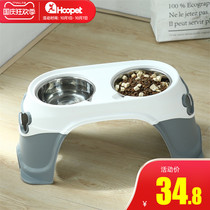 Dog bowl food basin Neck guard double bowl pet rice bowl Labrador anti-knock dog basin large dog bowl rack