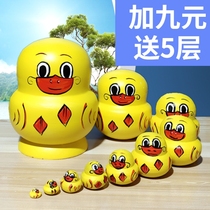 Russian trekking 10 floors small yellow duck pure handmade wood products creative gift shake-in-wood flush wood clear cabin