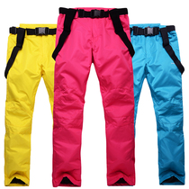  Ski pants womens and mens couple ski pants Korean outdoor winter veneer double board waterproof warm thickened