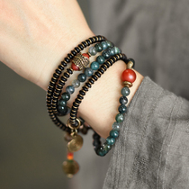 Original retro water plant agate beads multi-layer bracelet female mix and match copper beads personality hand string literary ethnic style hand ornaments