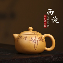 Golden Duan Mud Yixing Famous purple sand pot Handmade small teapot Single household tea set Small Xishi Pot Single pot