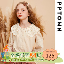 Girl Shirt Dolls Collar Spring Autumn Dresses Children Long Sleeves Spring Couts Children Lining Clothes For Spring Dress Blouses White Women