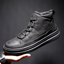  2021 winter new high-top casual mens shoes European station leather plus velvet Martin boots European goods tide brand board shoes trend
