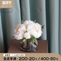 ladylike Simple Nordic decorative flower peony simulation flower set Living room decoration bedroom bedside table ornaments