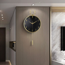 Nordic atmosphere deer head light luxury wall clock modern home simple wall clock living room silent decorative quartz clock