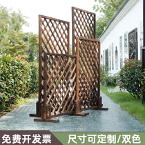 Courtyard balcony Solid wood fence Interior decoration grid partition Garden fence climbing rattan flower frame anti-corrosion wooden fence