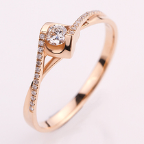 Diamond 18K gold ring Female classic angel kiss diamond ring bright wedding proposal group set counter real diamonds