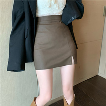 Tight-fitting leather skirt 2021 Spring and Autumn new hip skirt womens high waist temperament boots skirt niche slim short skirt