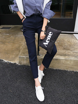 Navy blue suit pants womens small feet 2021 new spring and autumn nine points dark blue trousers long pants work work pants