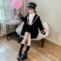 Girls Parent-Child Dress College Wind Coat 2021 Korean version of childrens slim long coat