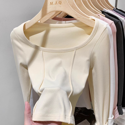 taobao agent Sexy autumn T-shirt, short long-sleeve, fitted top, long sleeve