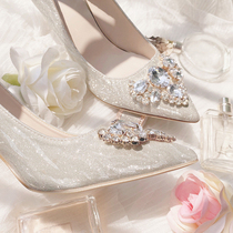 High heels women 2021 new fine wedding shoes crystal shoes wedding shoes bridal shoes bridal shoes dress shoes spring and autumn