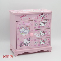Childrens jewelry box Princess kitty cute wooden multi-drawer storage box small exquisite dressing box hair accessories storage