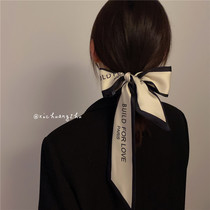 Letter small long silk scarf hair band advanced French retro ins wind hair tie bag spring and autumn tie hair band narrow