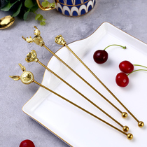 Light luxury creative mixing rod boutique stainless steel coffee stick coffee spoon cute spoon dessert milk tea spoon