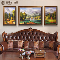Hand-painted oil painting European style landscape American porch hanging painting Sanlian living room mural restaurant decoration painting cornucopia