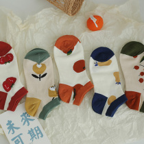 Rosewood Marine Fruit Boat Socks Light Mouth Socks Large Orange Citrus Inx Wind Summer Invisible Short Socks Day Ensemble Pure Cotton