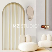 Minimalist method Fitting Room Door Curtain Clothing Shop Milk Fufu Color Velvet Curtain Custom Rice White Partition Cloth Curtain
