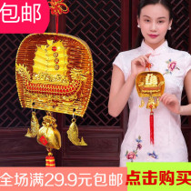 New House housewarming wedding Golden dustpan Yuanbao Golden dustpan Chinese knot festive gilded pendant