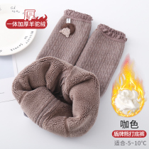 Girl Beats Bottom Pants Plus Suede Autumn Winter Thickened Foreign Air White Baby Baby Large Pp Pants Integral Suede Wear