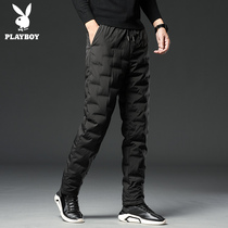Playboy Down Pants Mens Winter Outerwear Warm Thick Laminated Duck Down Pants