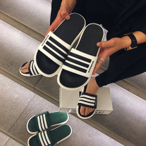 Tide Sign Striped Slippers Mens Soft Bottom Beach Sandals Simple Style Outside of the Korean version Outdoor Lined