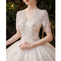 Main wedding dress 2021 new bride temperament Starry Sky tail small man pregnant woman size thin luxury simple atmosphere