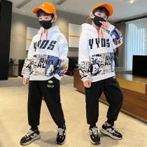 2022 new boy foreign air suit Spring clothing CUHK Tong Shuai Hip Hop Two Sets Childrens Clothing Leisure Sports