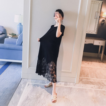 Maternity dress summer 2021 new fashion large size loose long section over the knee thin lace summer skirt tide