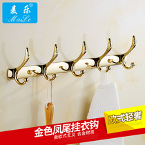 European-style golden clothes adhesive hook coat hook Wall toilet hook wall hanging door hook hangers