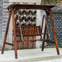 Outdoor Autumn Thousands Embalming Solid Wood Carbonated Adult Hanging Chair Indoor outdoor courtyard Villa Wood Top Slug Swing-Garden rocking chair